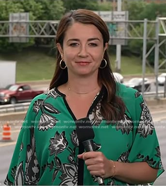 Maura Barrett’s green floral blouse on NBC News Daily