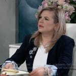 Maxie’s embellished blazer with lace cuffs on General Hospital