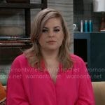 Maxie’s pink v-neck tie front top on General Hospital