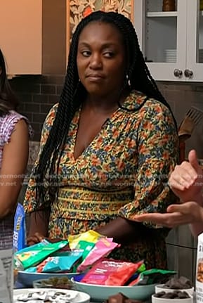 Maya Feller's yellow floral smocked waist dress on Today