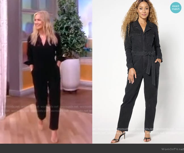 Me by Jennie Garth  Regular Washed Black Denim Jumpsuit worn by Jennie Garth on The View