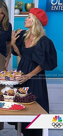 Meredith Sinclair's navy puff sleeve dress on Today