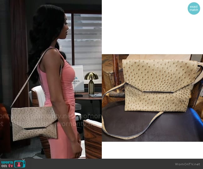 Merona at Target Faux Ostrich Leather purse worn by Jordan Ashford (Tanisha Mariko Harper) on General Hospital