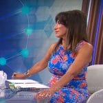 Michelle Miller’s blue and red floral midi dress on CBS Mornings