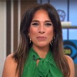 Michelle Miller’s green tie neck top on CBS Mornings