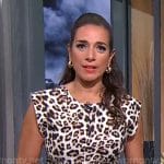 Michelle Miller’s leopard print midi dress on CBS Mornings