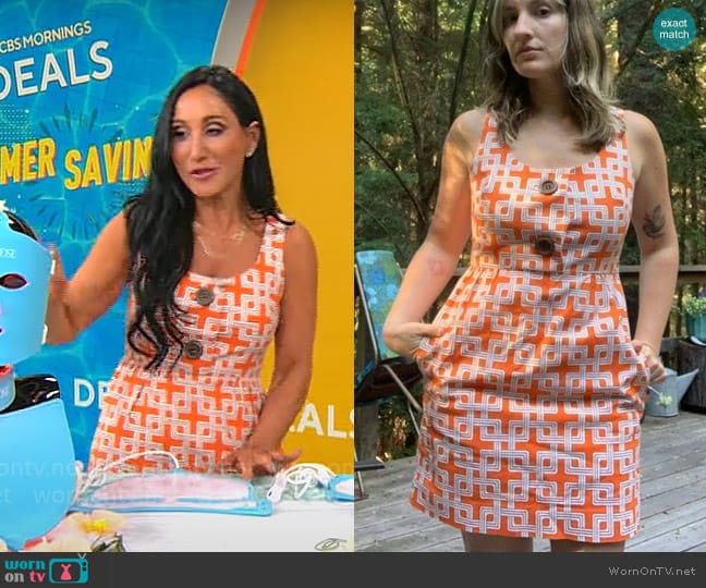 Milly Vintage Geometric Dress worn by Elizabeth Werner on CBS Mornings