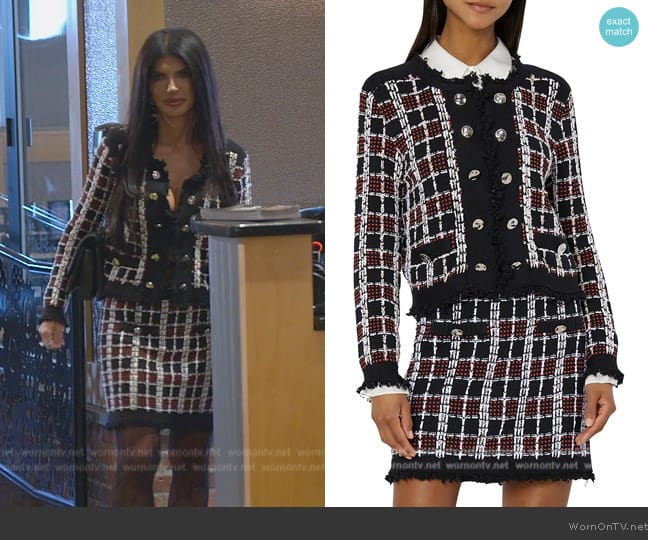 Milly Plaid Tweed Cardigan worn by Teresa Giudice on The Real Housewives of New Jersey