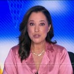 Mireya Villarreal’s pink satin blouse on Good Morning America