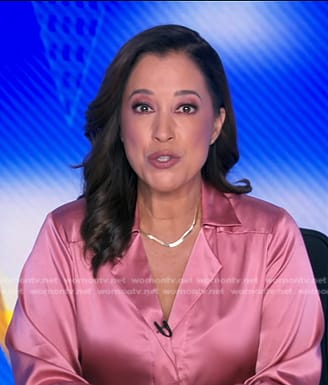 Mireya Villarreal's pink satin blouse on Good Morning America