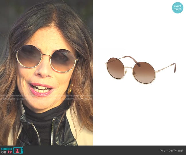 Miu Miu Round Sunglasses in Pale Gold / Brown Gradient worn by Carmen (Maribel Verdú) on Elite