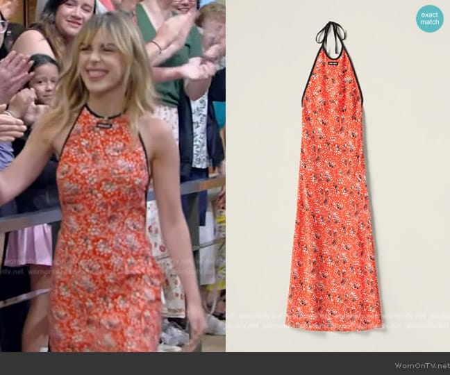 Miu Miu Long Marocain Dress worn by Kiernan Shipka on Live with Kelly and Mark