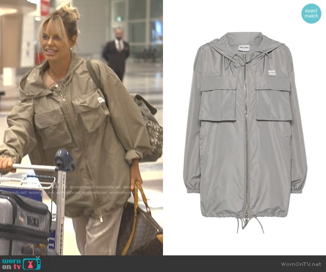 Miu Miu Logo-appliqué Water-repellent Jacket worn by Caroline Stanbury (Caroline Stanbury) on The Real Housewives of Dubai