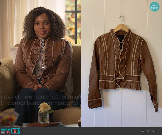 Moda International Vintage Leather Jacket worn by Paige Alexander (Kerry Washington) on UnPrisoned