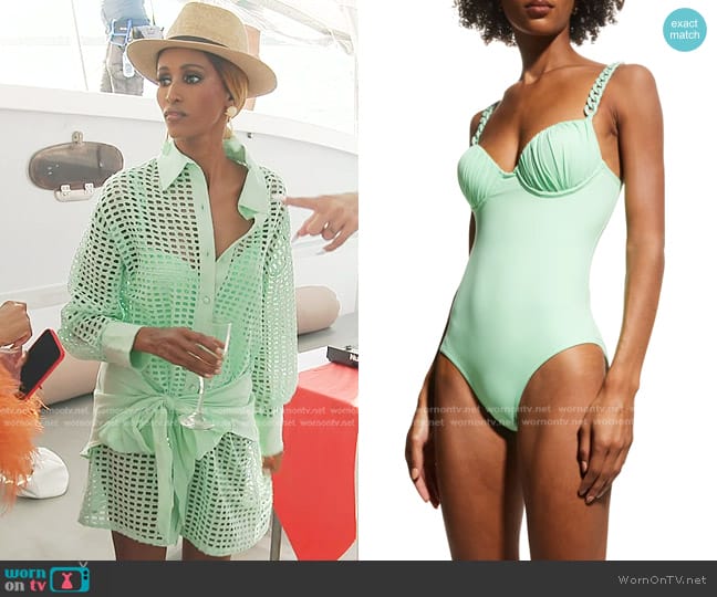 Moeva Ronja One-Piece Swimsuit in Mint Green worn by Chanel Ayan (Chanel Ayan) on The Real Housewives of Dubai