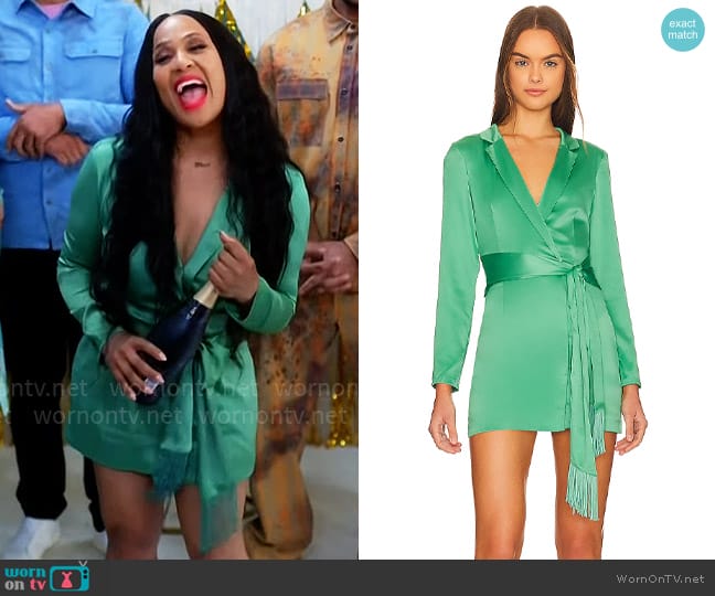 More To Come Shanelle Blazer Fringe Dress worn by Pam (Angela Beyince) on Tyler Perrys Sistas