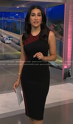 Morgan's black and red colorblock sheath dress on NBC News Daily