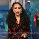 Morgan’s black and red print tie neck blouse on NBC News Daily