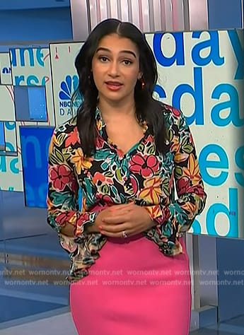 Morgan’s floral print bell sleeve blouse on NBC News Daily