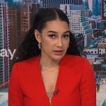 Morgan’s red peplum jacket and skirt on NBC News Daily