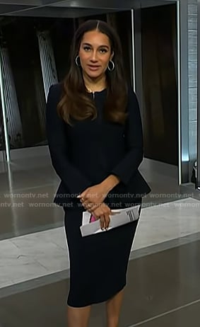 Morgan’s black peplum jacket and pencil skirt on NBC News Daily