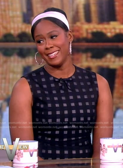 Moses Ingram’s black check print mini dress on The View