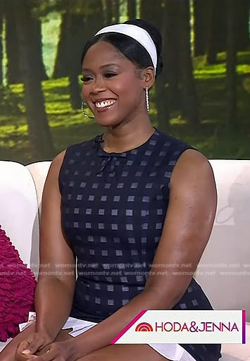 Moses Ingram’s navy checked ruffle hem dress on Today