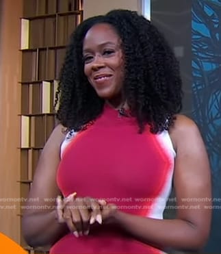 Moses Ingram's red asymmetric dress on Good Morning America