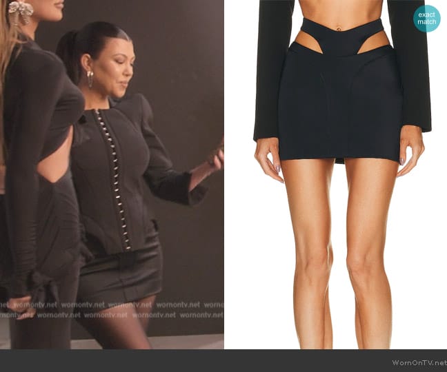 Dion Lee Black Hosiery Teardrop Miniskirt worn by Kourtney Kardashian (Kourtney Kardashian) on The Kardashians