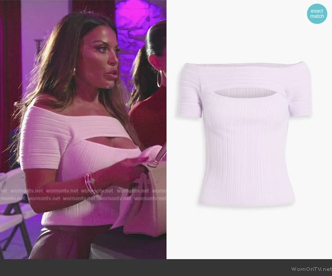 Naadam Cutout ribbed cashmere top worn by Dolores Catania on The Real Housewives of New Jersey