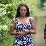 Nancy Chen’s black and white printed midi dress on CBS Mornings