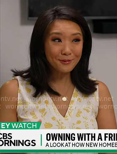 Nancy Chen’s yellow floral top on CBS Mornings