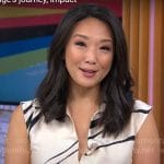 Nancy Chen’s wavy stripe pleated dress on CBS Mornings