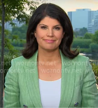 Natalie Brand's green linen blazer on CBS Mornings