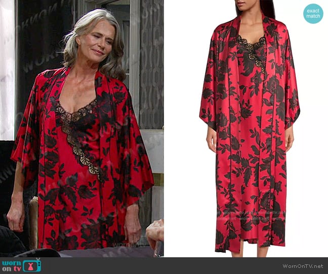 Natori Mantilla Gown and Robe worn by Fiona Cook (Serena Scott Thomas) on Days of our Lives