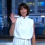 Neve Campbell’s white tie waist jumpsuit on Good Morning America