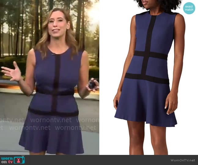 Nicole Miller Ponte Flare Dress worn by Stephanie Abrams on CBS Mornings