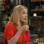 Nikki’s red rib knit midi dress on The Young and the Restless