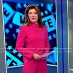 Norah’s fuchsia cropped jacket and pants on CBS Evening News