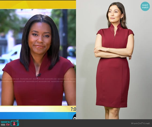 WornOnTV: Rachel’s burgundy cap sleeve dress on Good Morning America ...