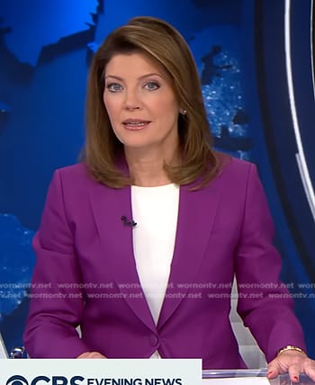 Norah's purple blazer on CBS Evening News