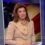 Norah’s satin blouse and beige suit on CBS Evening News