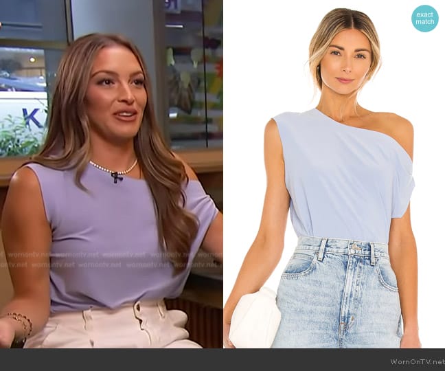 Norma Kamali x REVOLVE Drop Shoulder Top worn by Emily Orozco on Access Hollywood