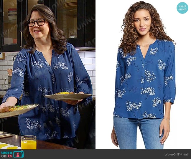 NYDJ Pintuck Blouse in Verona Park worn by Connie (Julie Dove) on Days of our Lives