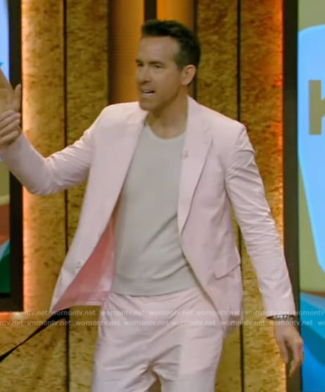 Ryan Reynolds's pink cotton blazer and pants on Live with Kelly and Mark