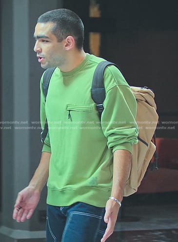 Omar's green zip pocket sweatshirt on Elite