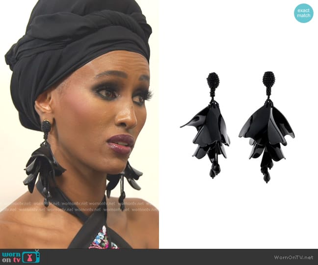 Oscar de la Renta Large Impatiens Earrings worn by Chanel Ayan (Chanel Ayan) on The Real Housewives of Dubai