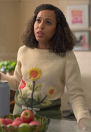 Paige's flower embroidered sweater on UnPrisoned