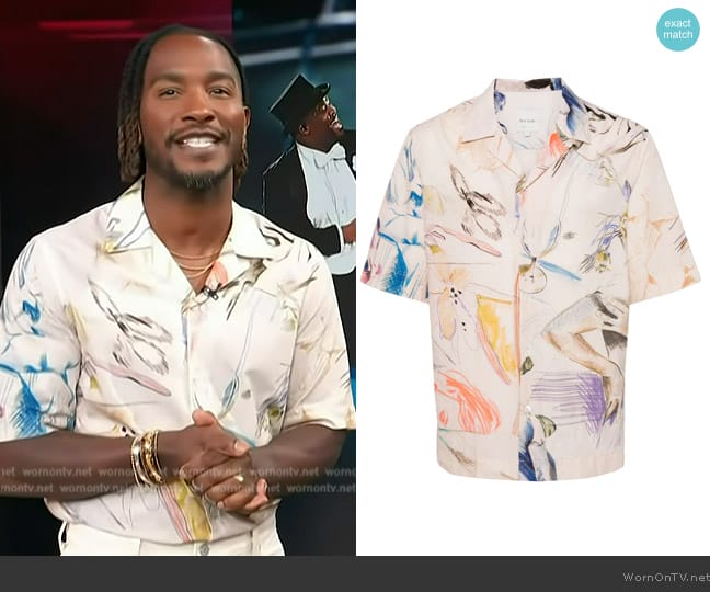 Paul Smith Abstract-print cotton shirt worn by Scott Evans on Access Hollywood