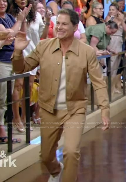 Rob Lowe's tanned jacket and pants on Live with Kelly and Mark